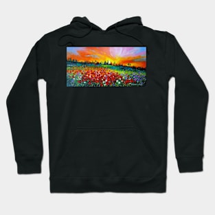 Dawn over a poppy field Hoodie